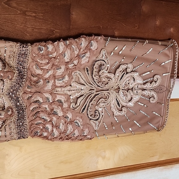 Sue Wong Sunning Sequin Beaded Mini Cocktail Dress size 2 sandalwood color - Picture 8 of 17